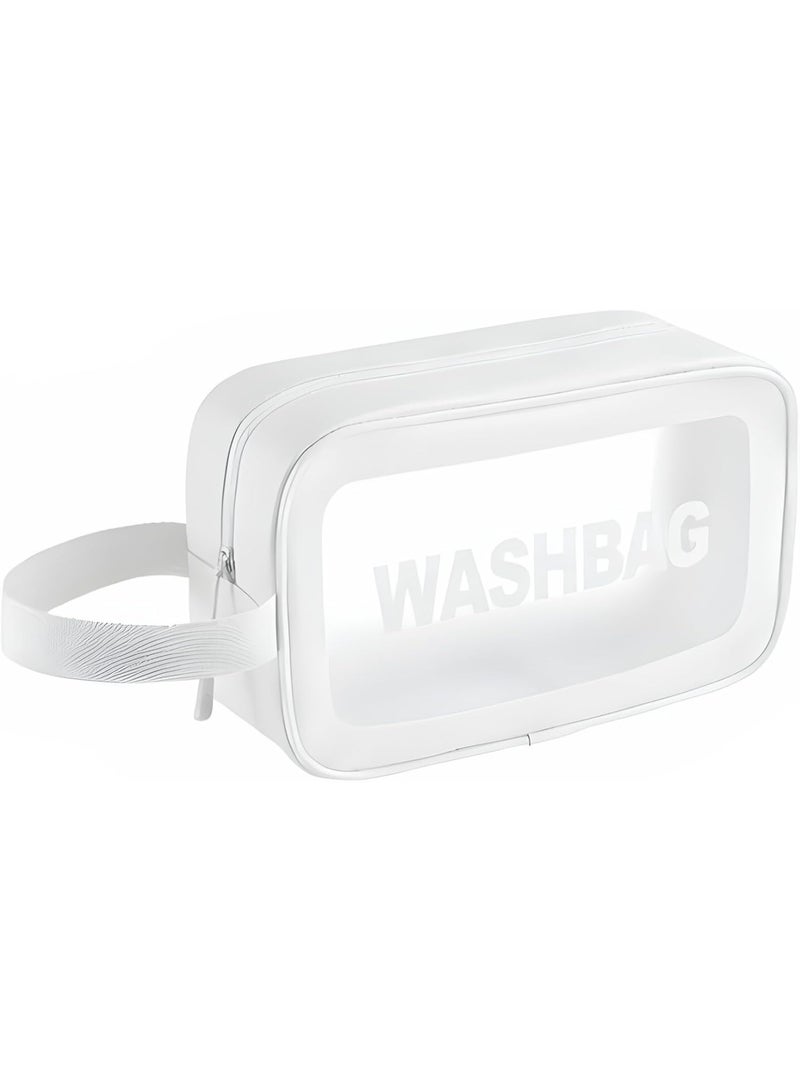 حقيبة أدوات تجميل شفافة، حقيبة مكياج، حقيبة سفر شفافة للنساء والفتيات (مقاس صغير، أبيض) - Image 1